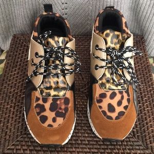 Cheetah/Snakeskin Print Colorblock Lace-up Sneaker